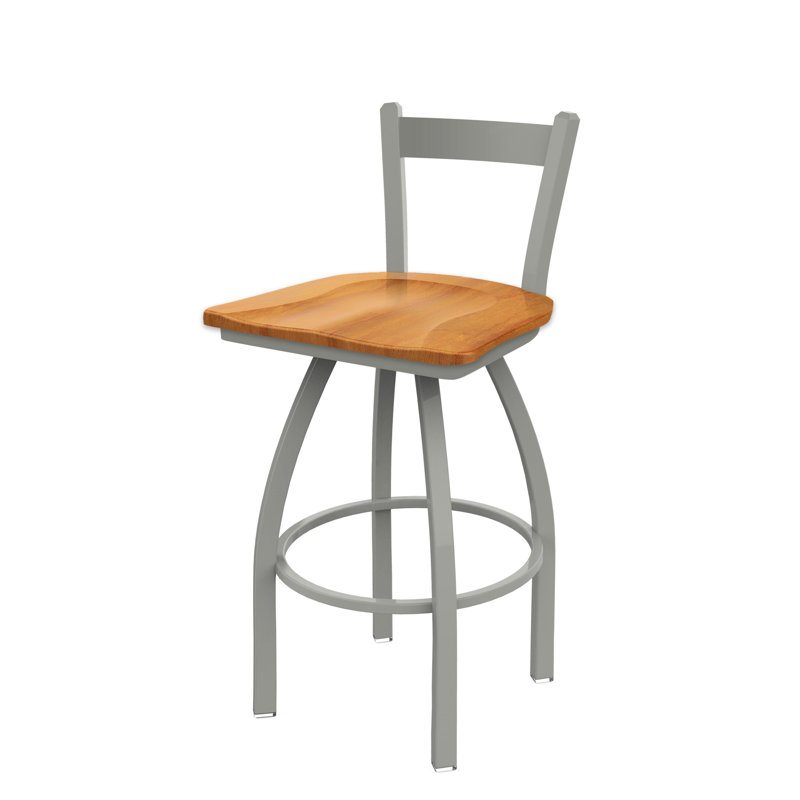 821 Catalina Low Back Swivel Counter Stool, Wood-Medium Maple, Anodized Nickel, Counter Stool ( 25" Seat Height)