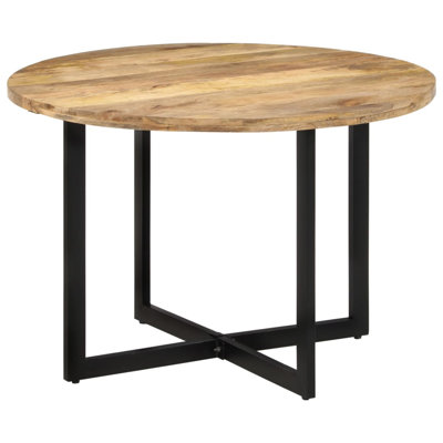 Radu Round Solid Wood Top Metal Base Dining Table