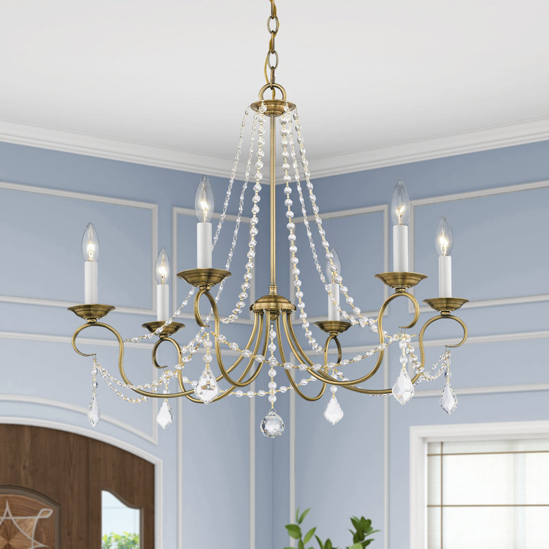 Fabio 6 - Light Dimmable Classic / Traditional Chandelier, Antique Brass