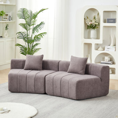 Canapé modulaire courbé en chenille avec 2 coussins