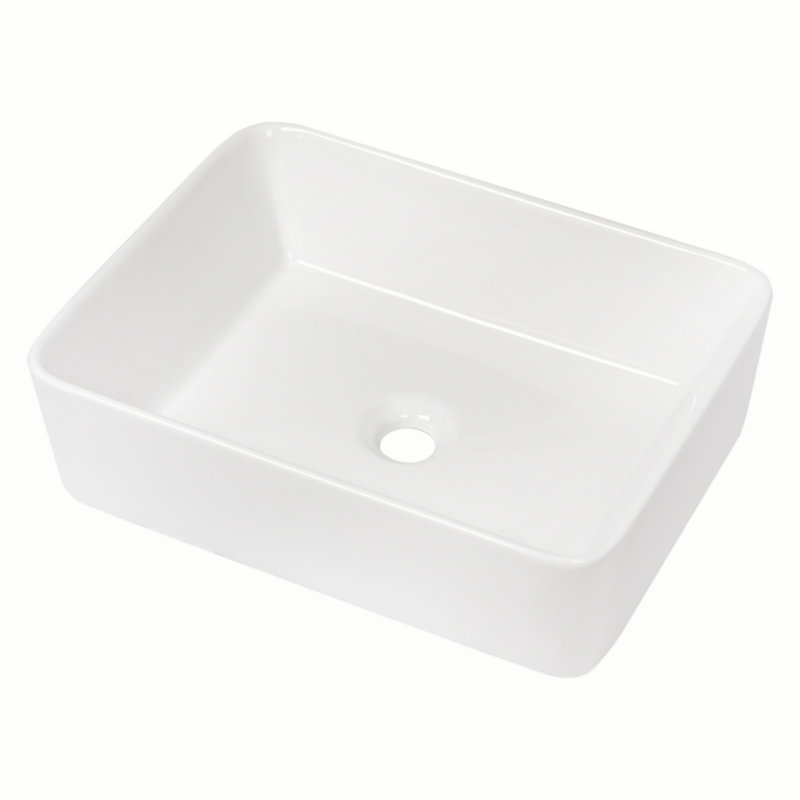 19"X15" Ceramic Rectangular Vessel Bathroom Sink, White