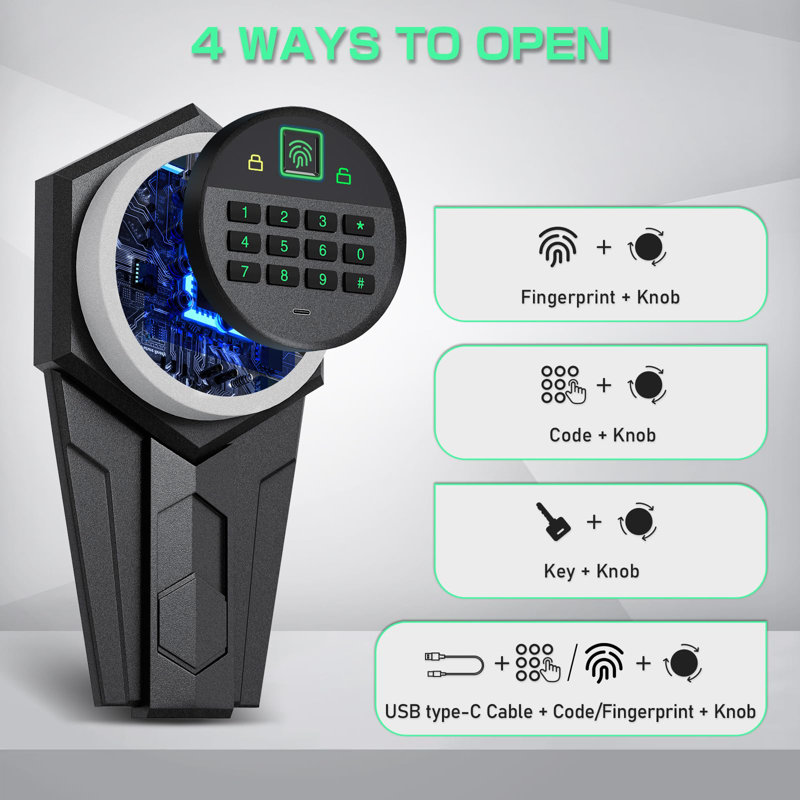 5-6 Gun Safe, Quick Access Biometric Fingerprint Rifle Gun Safe with Silent Mode and Alarm System, Gun Safe for Rifles and Pistols, Gun Cabinet with Removable Shelf and 3 Adjustable Gun Slots