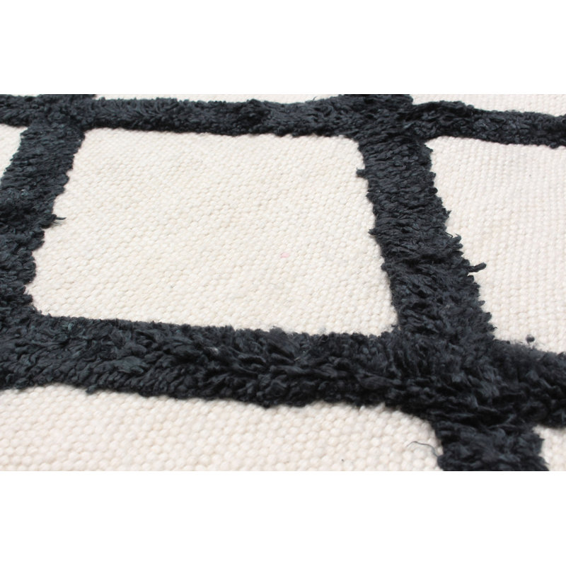 Motif géométrique bleu marine foncé/crème clair tapis décoratif Bonefield, Rectangle de 8 pi x 10 pi