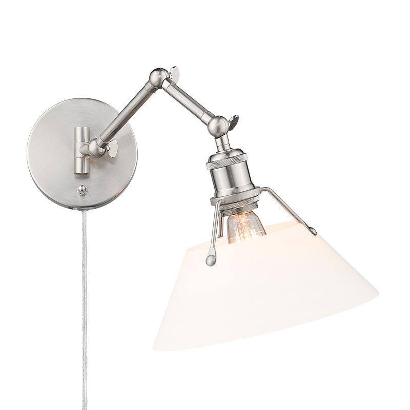 Weatherford Steel Swing Arm Sconce, Pewter, Opal Glass