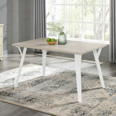 Table de salle à manger rectangulaire contemporaine - blanc et bois naturel deux tons
