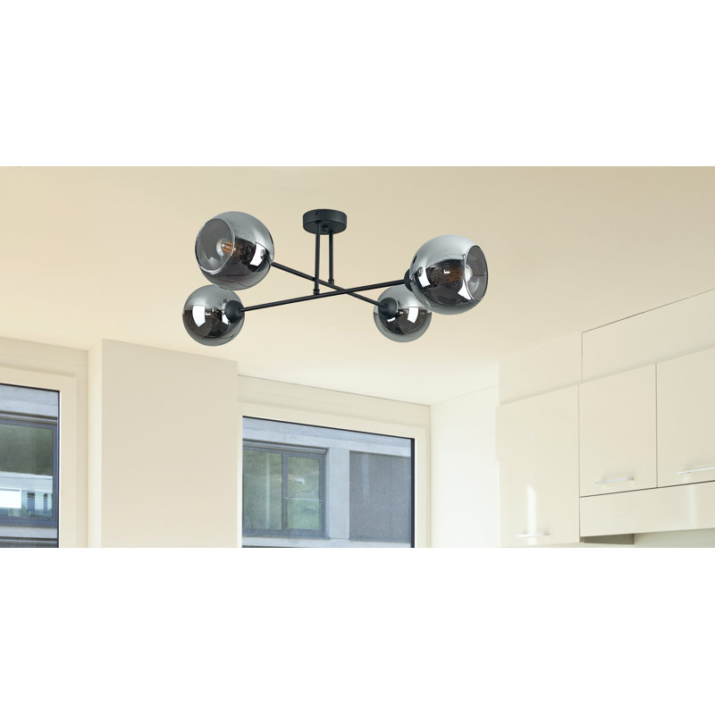 Archimedes Glass Semi Flush Mount, Smoky