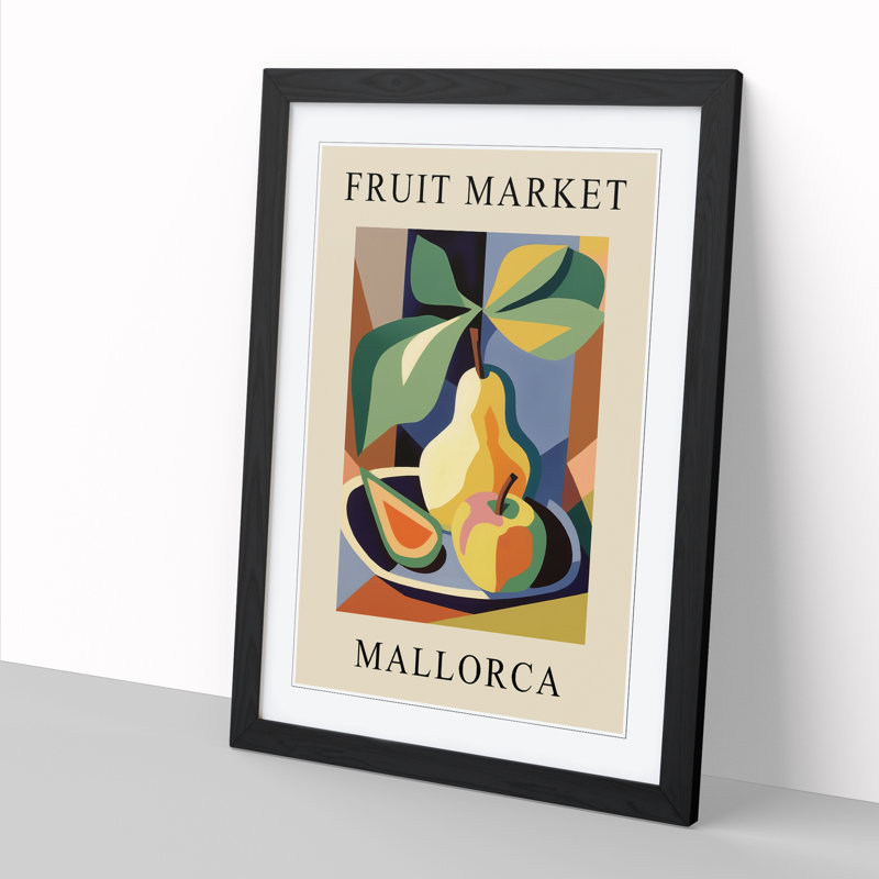 Pear Mallorca Fruit Market Exhibition - Single Picture Frame Print on Wood, 34cm H x 25cm W x 2cm D