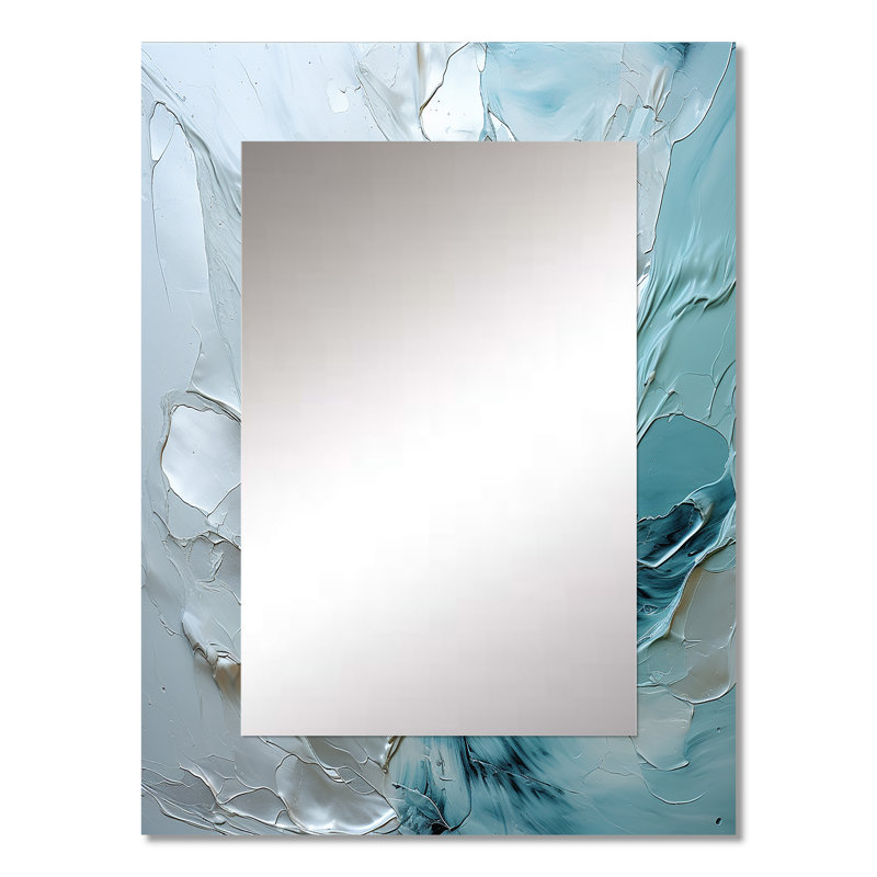 Silver Shimmer - Miroir mural décoratif, art moderne imprimé en métal, 32 po x 24 po