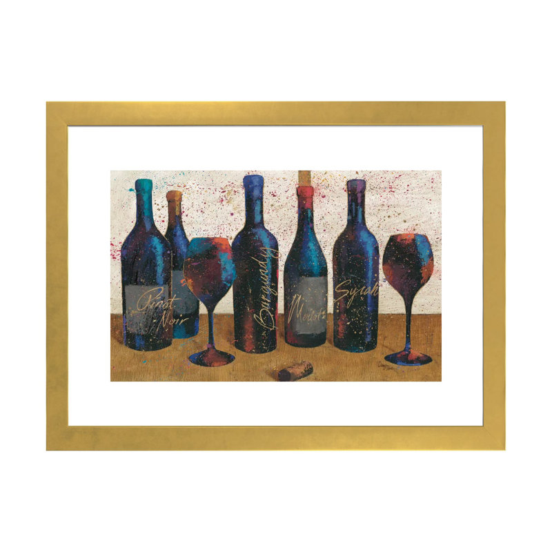 «Wine Splash Light I» par All That Glitter - reproduction d'art, H 16 po x l 24 po x P 1 po, Papier encadré doré