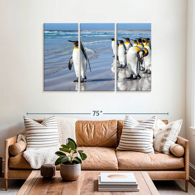 Pingouins bruns dans la plage, H 36 po x l 57 po