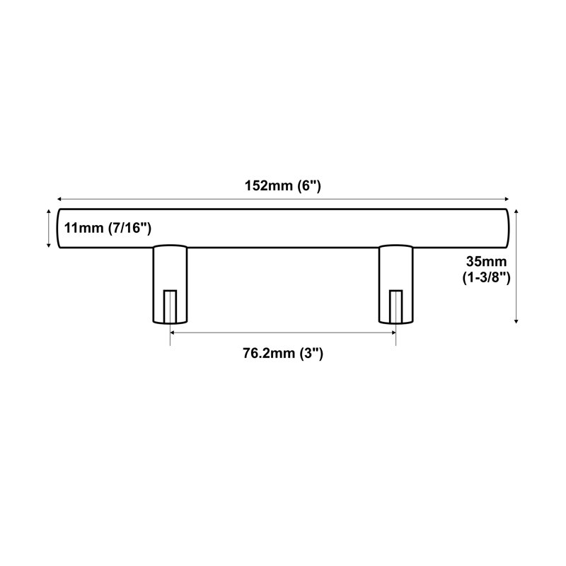 Brushed Nickel 3" Modern Solid Steel Bar Pull