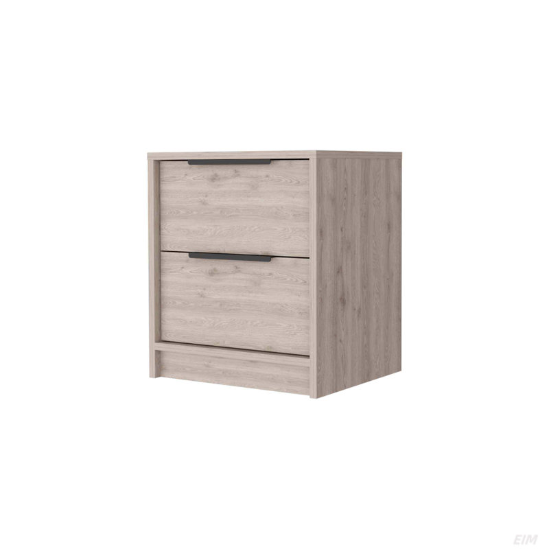 Washington Nightstand, Two Large Drawers, Light Gray