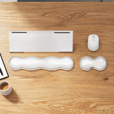 Ensemble de 3 pièces comprenant un repose-poignets en acrylique pour clavier et un tapis de souris transparent en silicone antidérapant. Accessoires de bureau combinés pour clavier et souris.