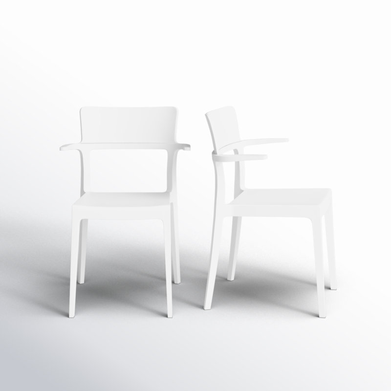 Jeffrey Stacking Patio Dining Armchair, White