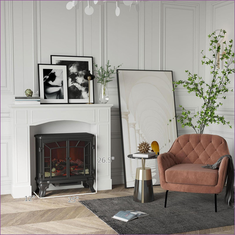 Fireplace Mantel, Modern Snow White MDF Surround | 29” Interior Width | Decorative Pattern