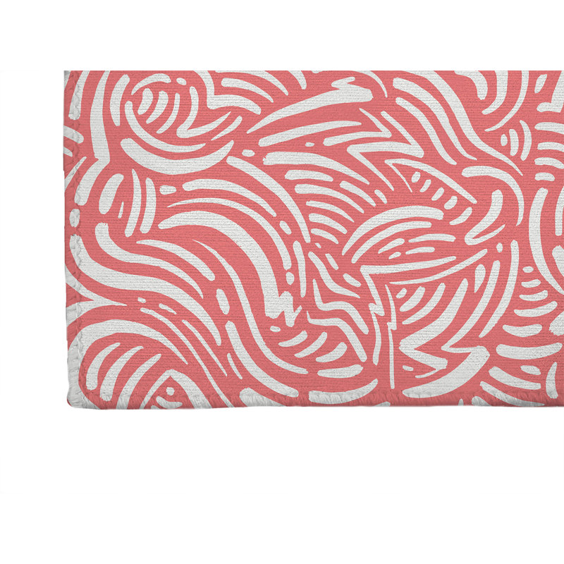 Tapis de cuisine Cozy Swirl, Rectangle 5' x 7', Dusty Rose Geometric