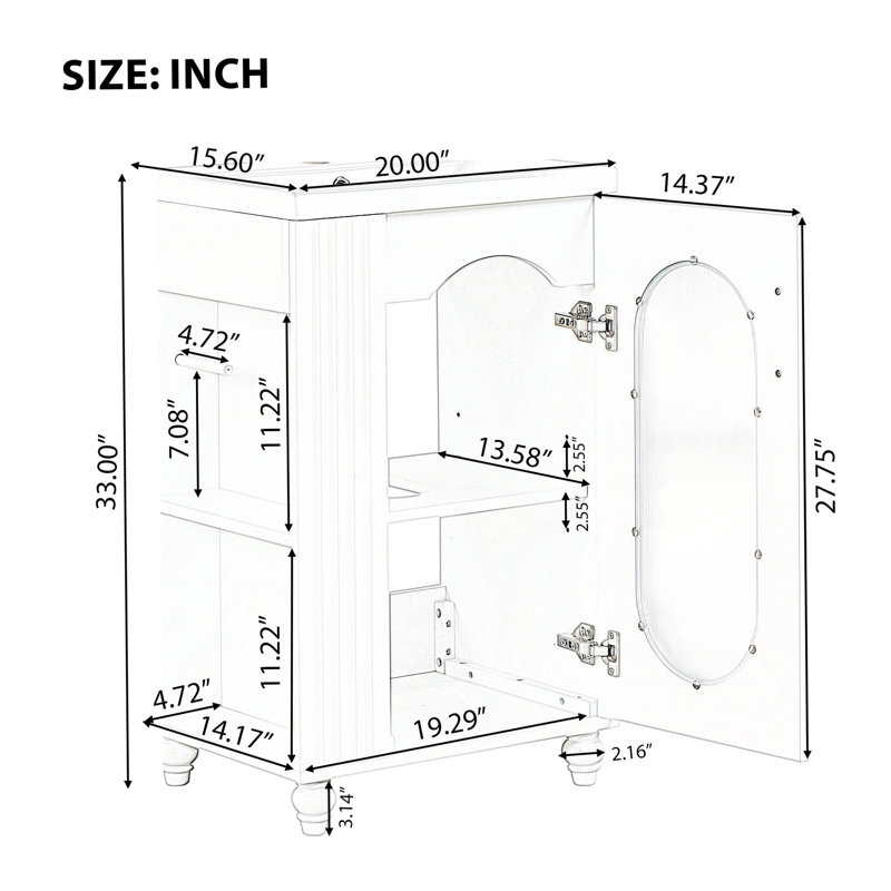 20'' Single Bathroom Vanity With Ceramic Top, Black