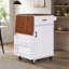 Îlot de cuisine K&K de style ferme de 100 cm avec abattant, îlot de rangement avec tablette latérale ouverte, tiroir, porte-serviettes, chariot de cuisine roulant avec roues verrouillables pour pelouse et jardin.-239401979