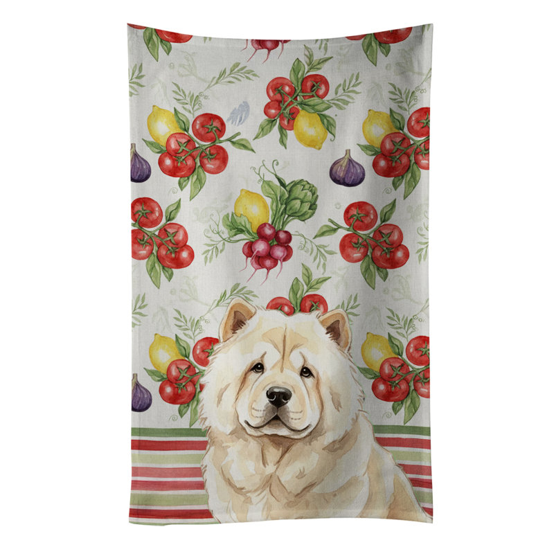 Cream Chow Chow Vegetables Kitchen Towel, Cream Chow Chow