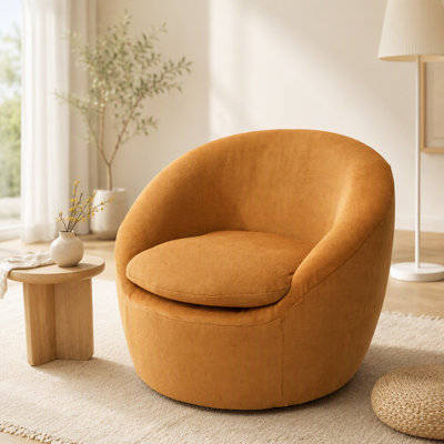 Fauteuil demi-tonneau en tissu moderne avec fonction pivotante à 360 °, idéal pour une détente confortable dans tout espace de vie