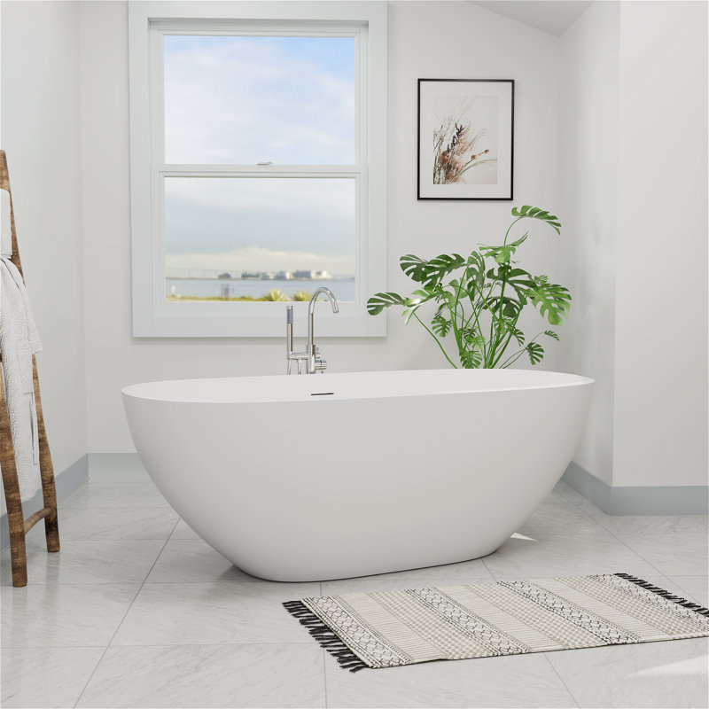 Baignoire de trempage en acrylique autoportante de 30 po avec bonde escamotable et trop-plein, certifiée Cupc