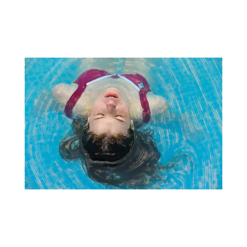 Young Woman Relaxing In The Pool by Mike Kiev - Wrapped Canvas Painting, 20.32 cm H x 30.48 cm W