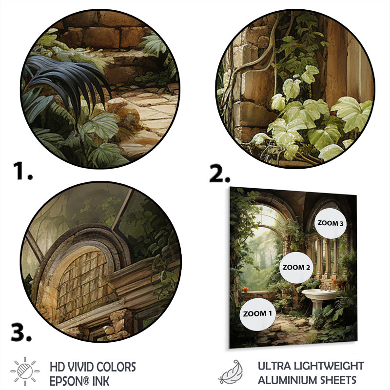 Art mural en métal pour salle de bain, Nature Spa Decor - Bathroom Natures Retreat I, H 32 po x l 16 po