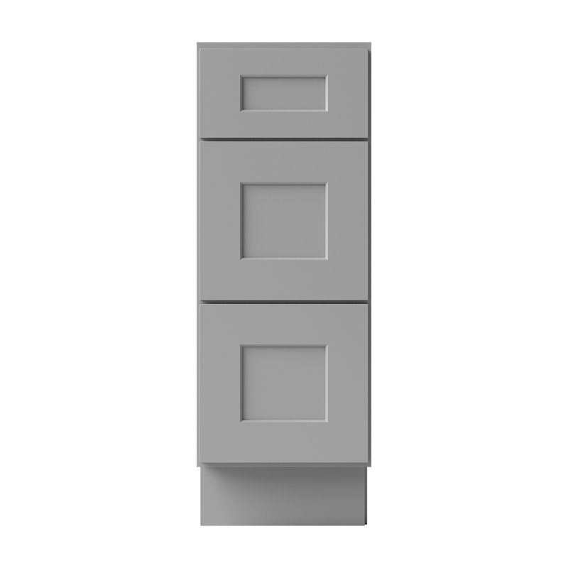 Armoire de salle de bain en bois massif prête à assembler avec tiroir Shaker - comptoir non inclus, Gris