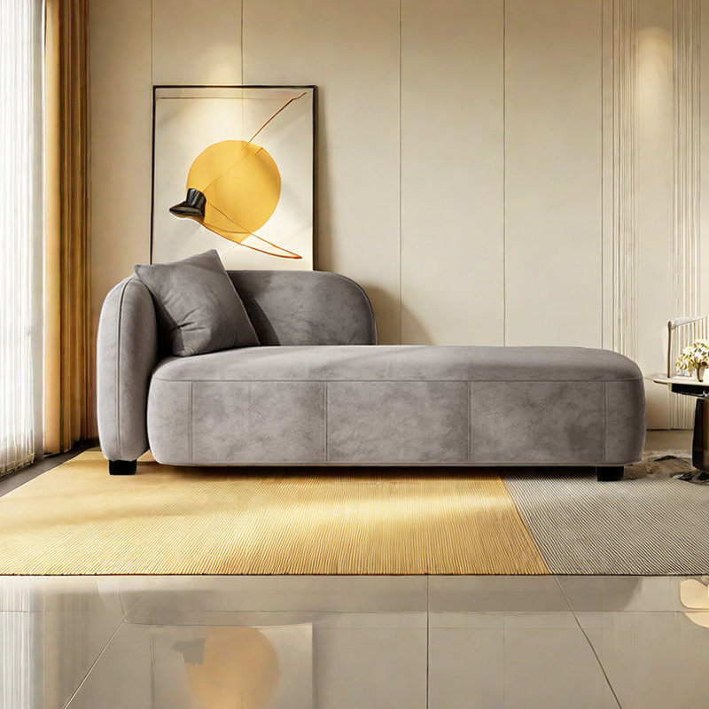 Comfort Upholstered Indoor Chaise Lounges, Grey, Left Hand Facing