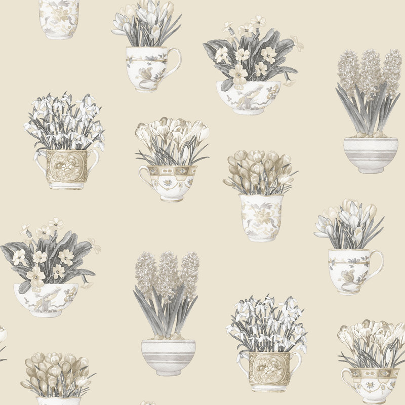 Josephina Matte Paste the Wall Wallpaper Roll, Light Yellow/Grey