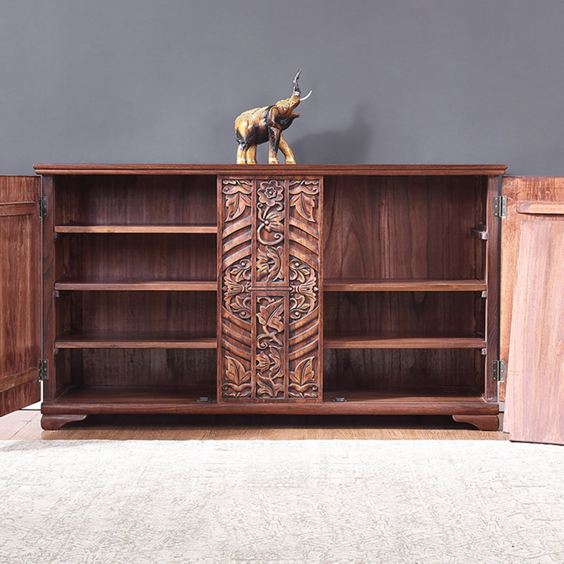 Armoire de rangement pour chaussures sculptée de style thaïlandais