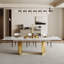 Ensemble de table de salle à manger 9 pièces avec table de salle à manger extensible en fritté de 94,5 po avec 8 chaises en tissu-120842698-120842701-120842702