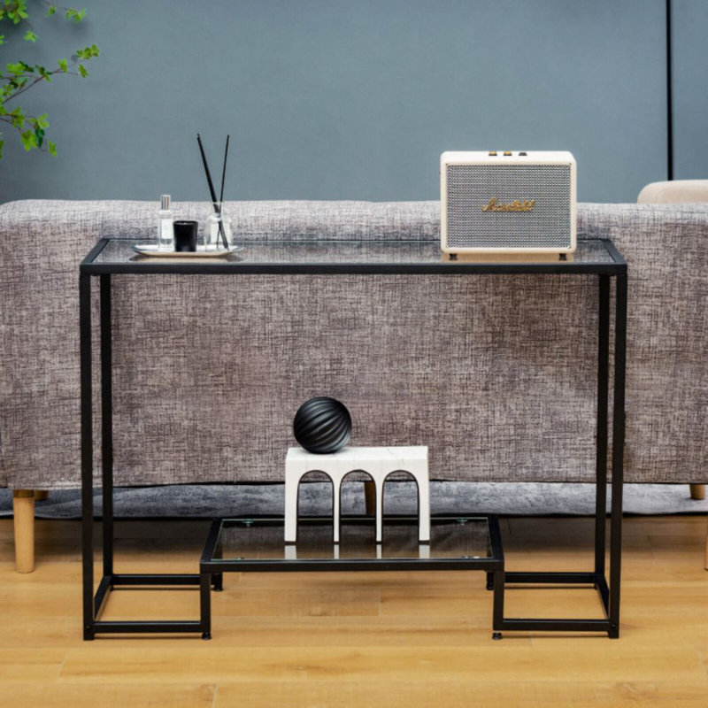 42'' Glass Top Console Table