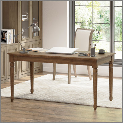 60" Writing Desk, Rustic Farmhouse-Style with Storage Drawer, Extra Long, Vintage Table for Home Office, Chestnut