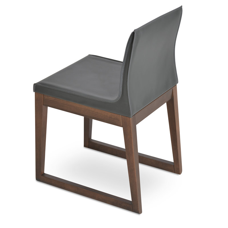 Chaise d'appoint en bois luge Polo, Similicuir noir