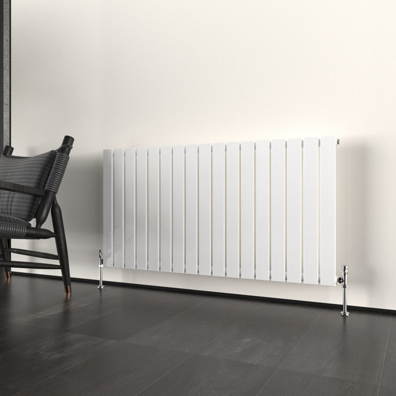 Flat Panel Central Heating Designer Radiator, 60cm H x 115.6cm W x 4.6cm D, White