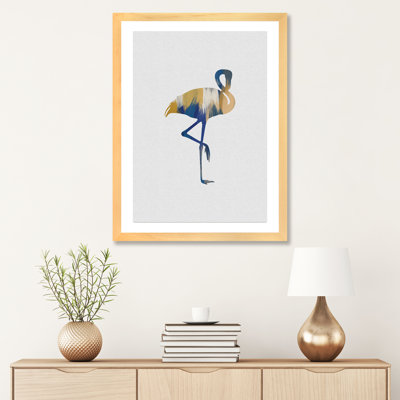 Flamant bleu et jaune - impression d'art graphique