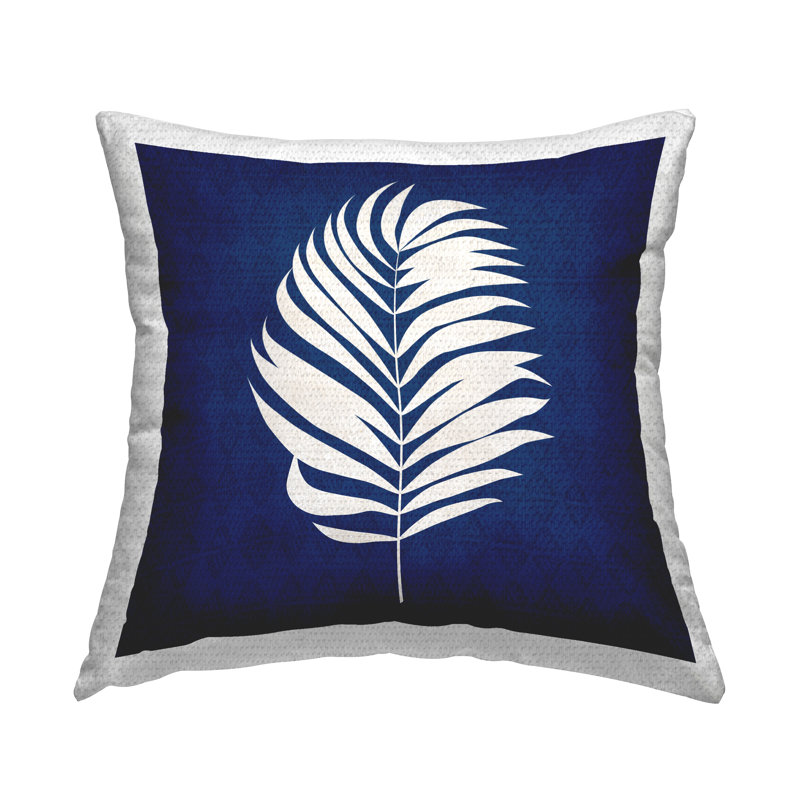 Coussin extérieur abstrait en forme de feuille bleue audacieuse abstraite par Susan Jill