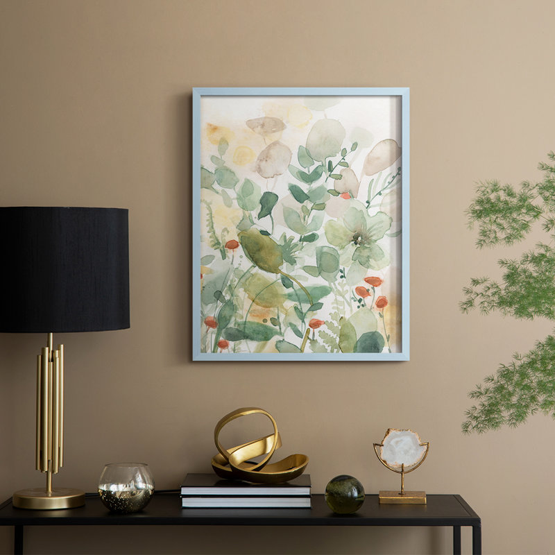 «Wildflower Song II», reproduction encadrée - bois massif, H 21 po x l 17 po, Bleu