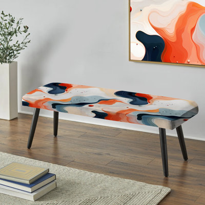 Toile de marbre fusion artistique pêche et bleu - banc revêtu de marbre noir