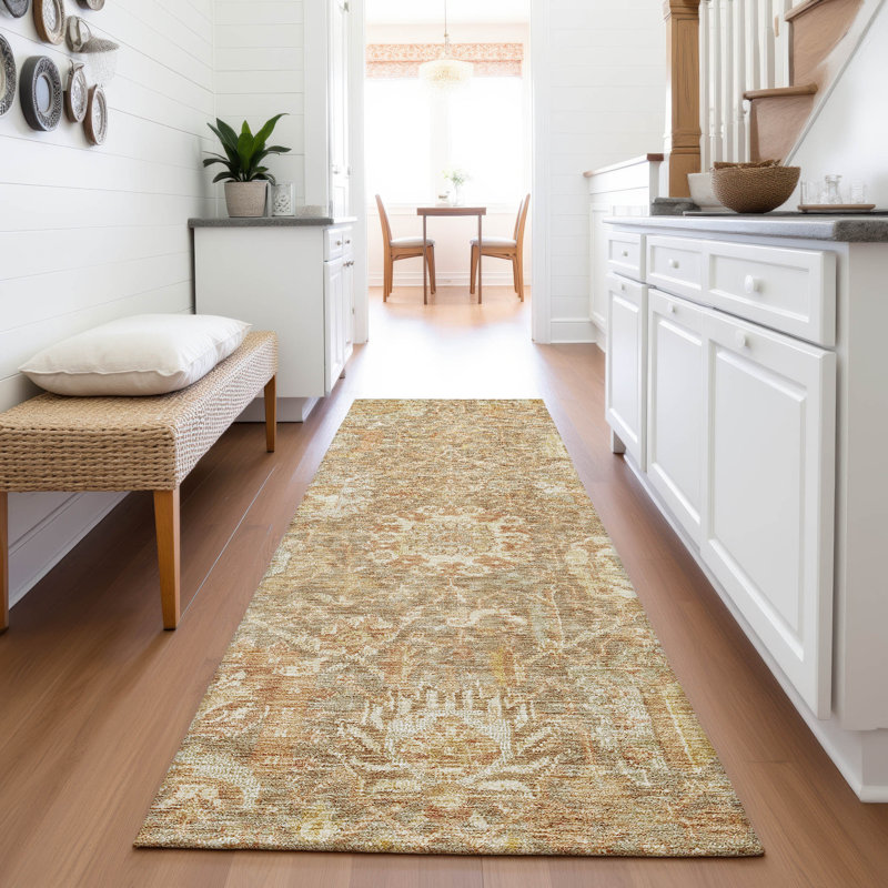 Premium Machine Washable Wayne AMF1101 Damask Rug, Runner 2'3" x 7'6"