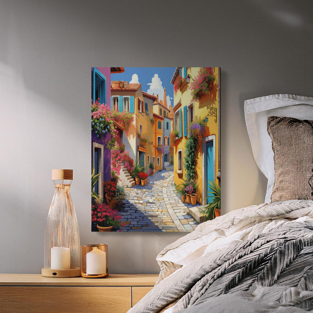 Italian Village Canvas Wall Art, Colorful Houses, Gallery Wrapped Canvas Print, Archival Quality, Ready to Hang, Modern Decor, Statement