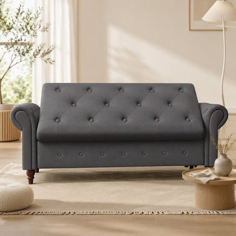 Bed Bench Dark Grey Fabric