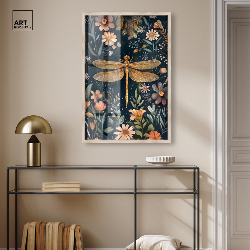 Décoration botanique Ruby Reed Rider III Shadowbox par Art Remedy, H 37 po x l 25 po, Crème, crème