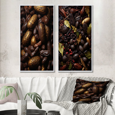 Cacao Baroque Bean - Ensemble de 2 reproductions d'art sur toile Cacao