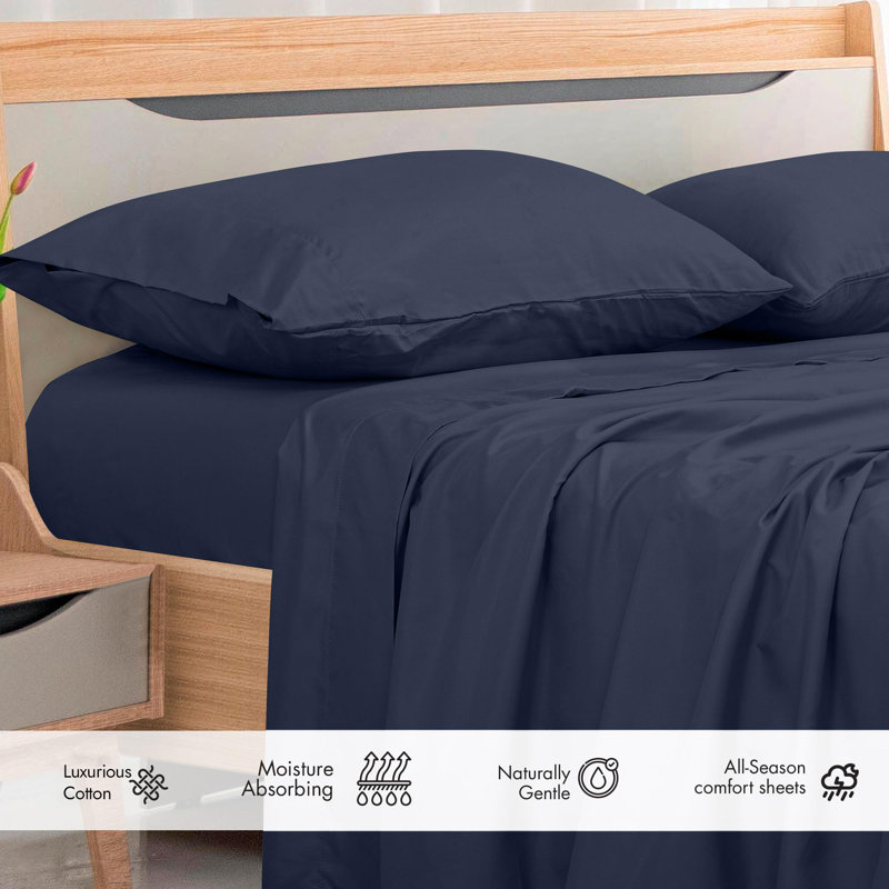 Royale Linens 300 Thread Count 100% Long Staple Combed Cotton Flat Sheet - Super Soft - Top Sheets - Flat Sheet Sold Separately - Breathable, Cool & Crisp Percale Sheets Only