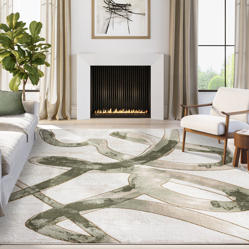 Tapis beige / vert graffiti Abani Rugs Meidinger, Rectangle 4pi x 6 pi
