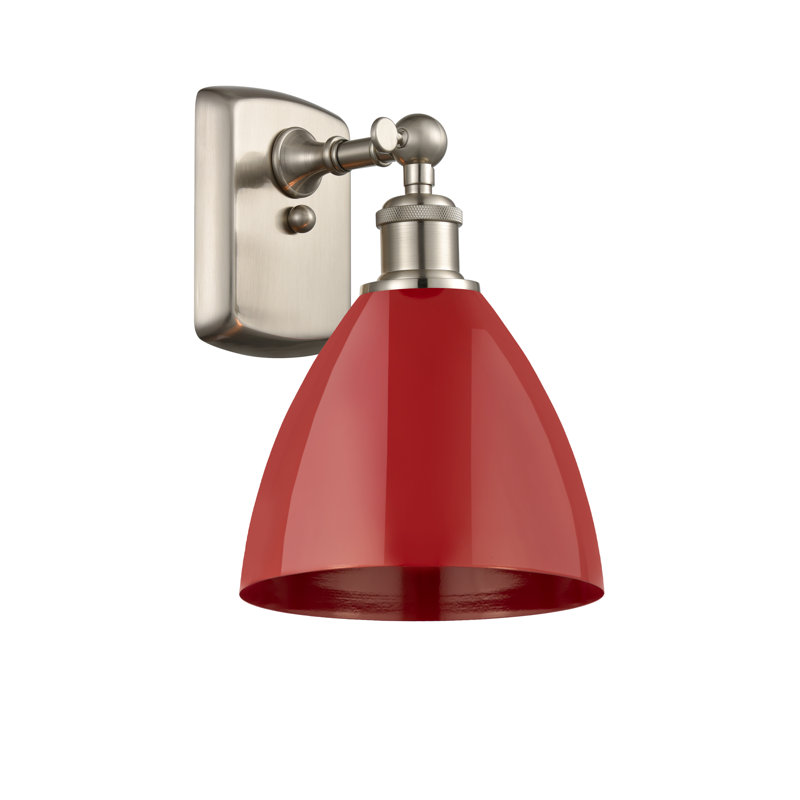 Steel Armed Sconce, Red, Brushed Satin Nickel