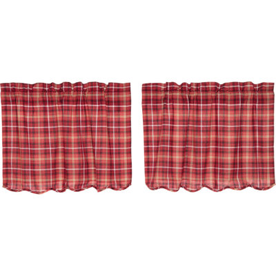 Burley Cotton Plaid Scalloped Cafe Curtain