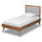 Gorlest Mid-Century Modern Light Grey Fabric Upholstered And Walnut Brown Finished Wood Twin Size Platform Bed-93767575